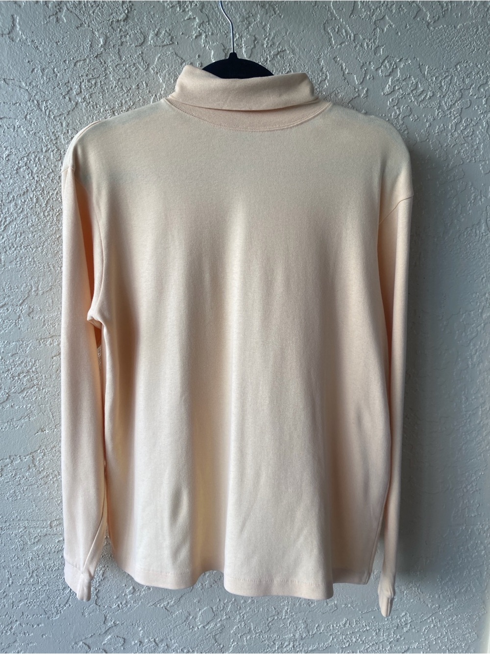 L.L. Bean Women's Pale Cream Peach Turtleneck Sweater 100% Cotton
